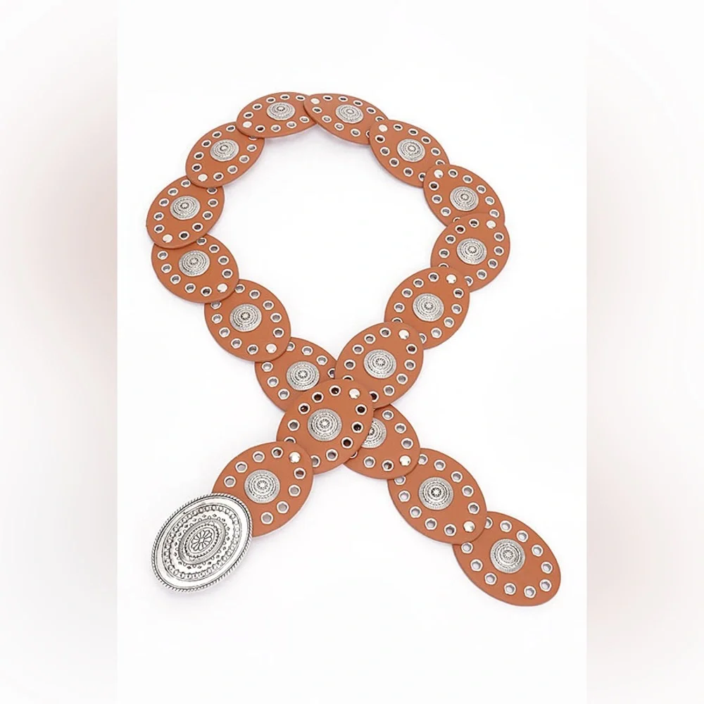 Vegan Leather Western Concho Statement Belt